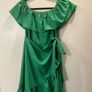 Off the shoulder green boutique dress